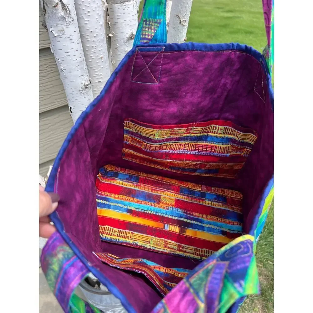 Handmade tote with vibrant multicolors